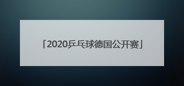 「2020乒乓球德国公开赛」2020乒乓球德国公开赛樊振东
